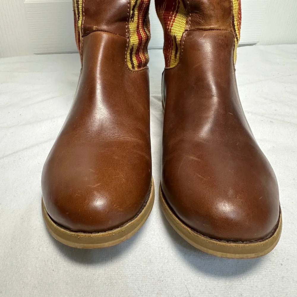 Reef Santa Marta Knee High Boots Women Size 7 Back Zip Brown‎ Aztec Western Boho